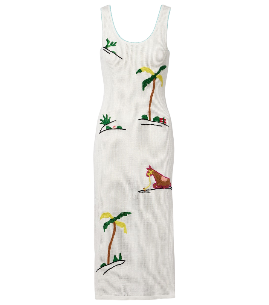 Staud Luma embroidered cotton beach cover-up