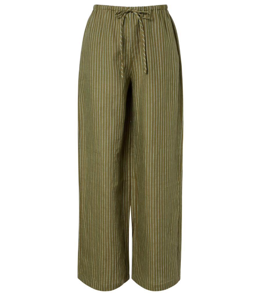 Staud Mateo pinstripe linen wide-leg pants