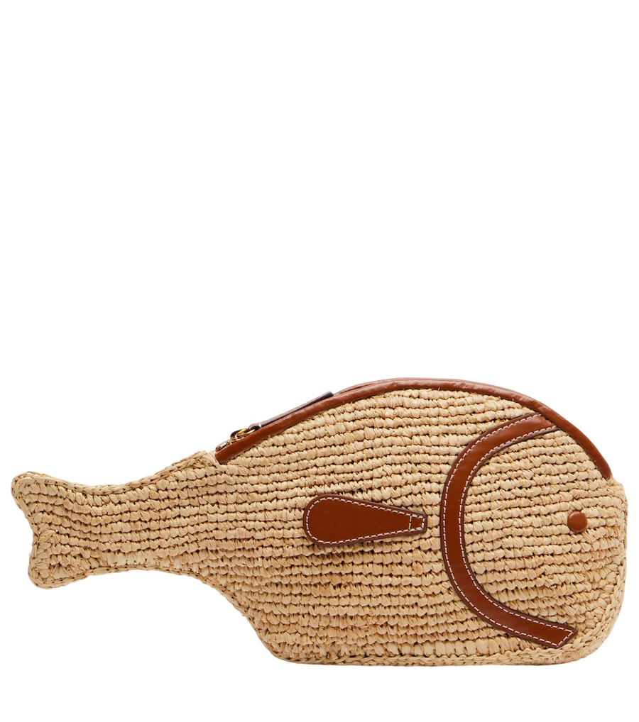 Pochette en raphia garnie de cuir Pesce de Staud