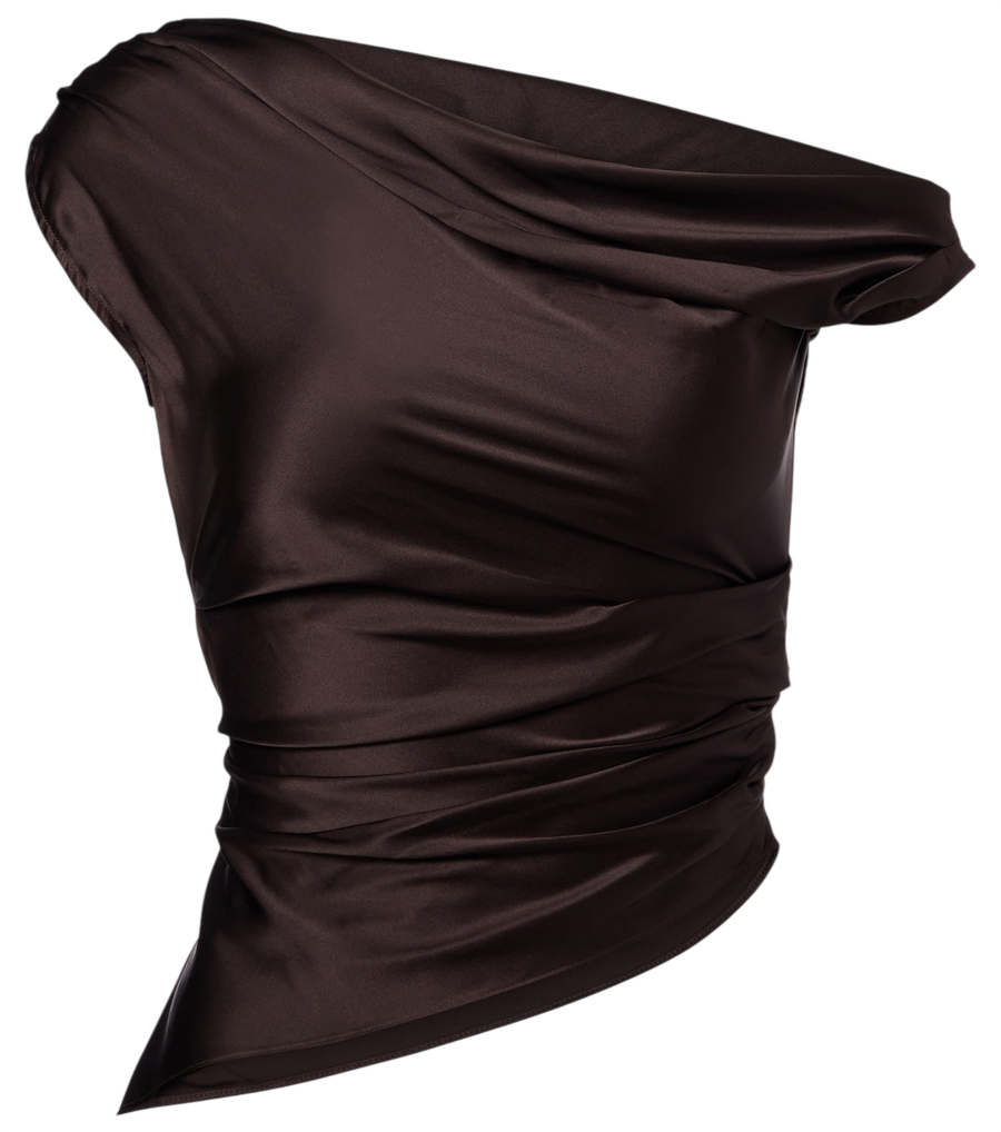 Haut asymétrique en satin mélangé de soie Phare de Staud