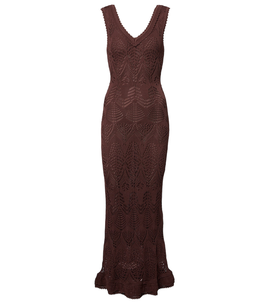 Staud Roan open-knit midi dress
