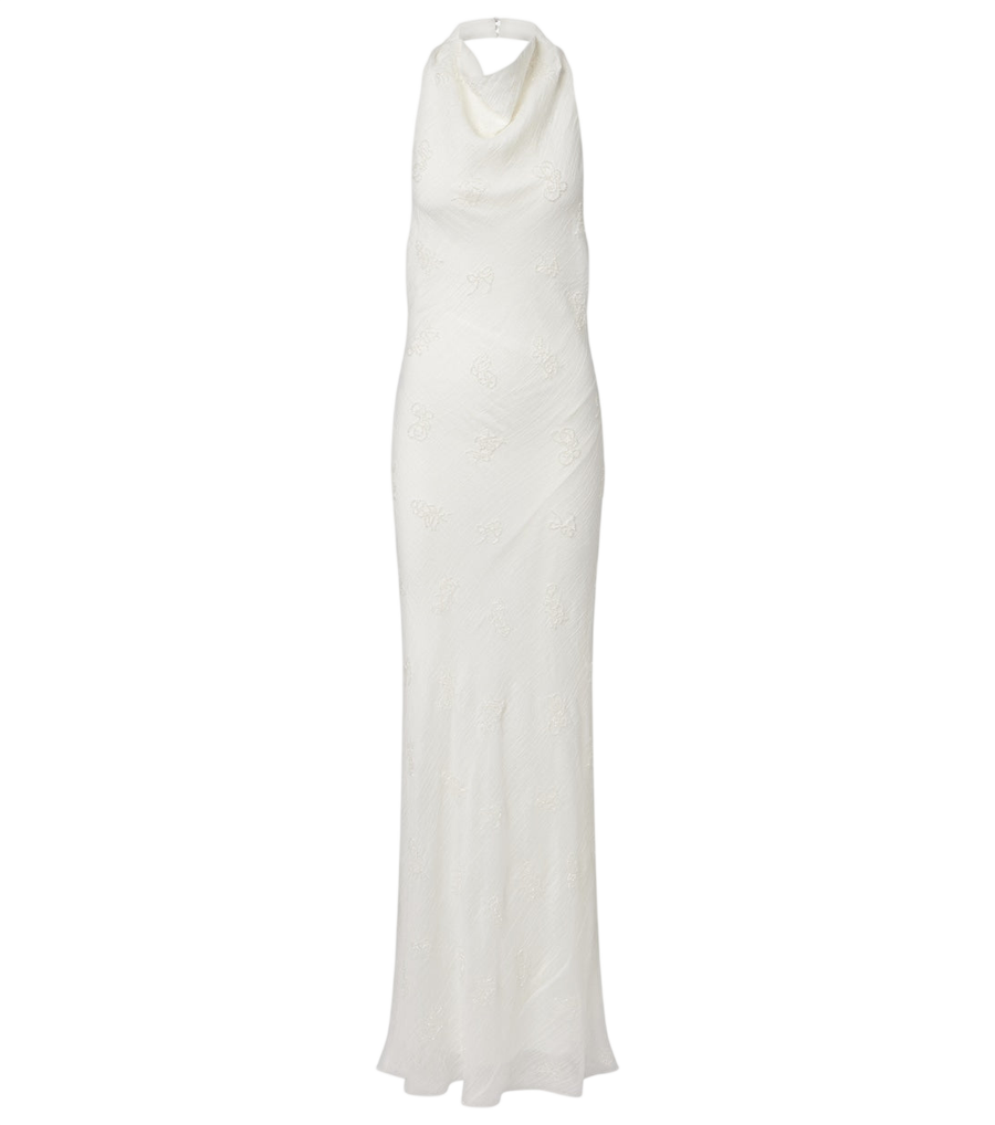 Robe longue Staud en organza à perles et col licou