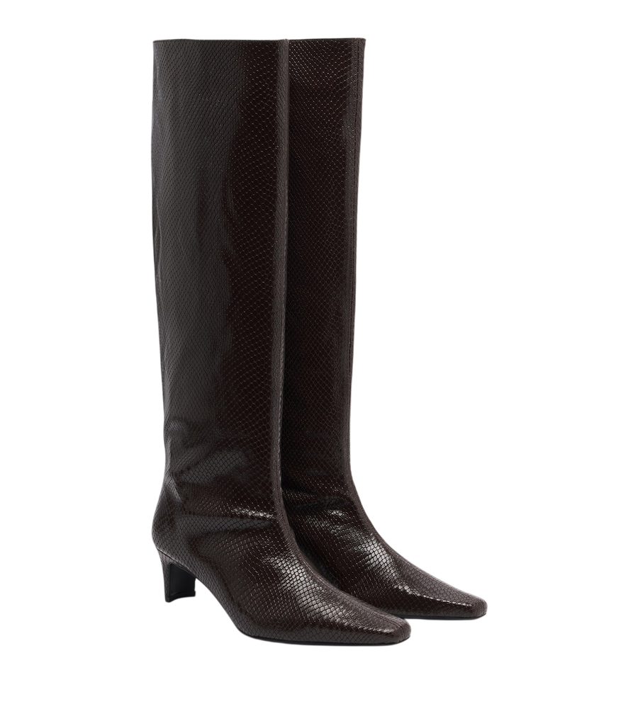 Staud Wally snake-print leather knee-high boots