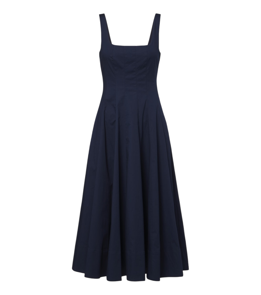 Robe midi Wells en popeline de coton Staud