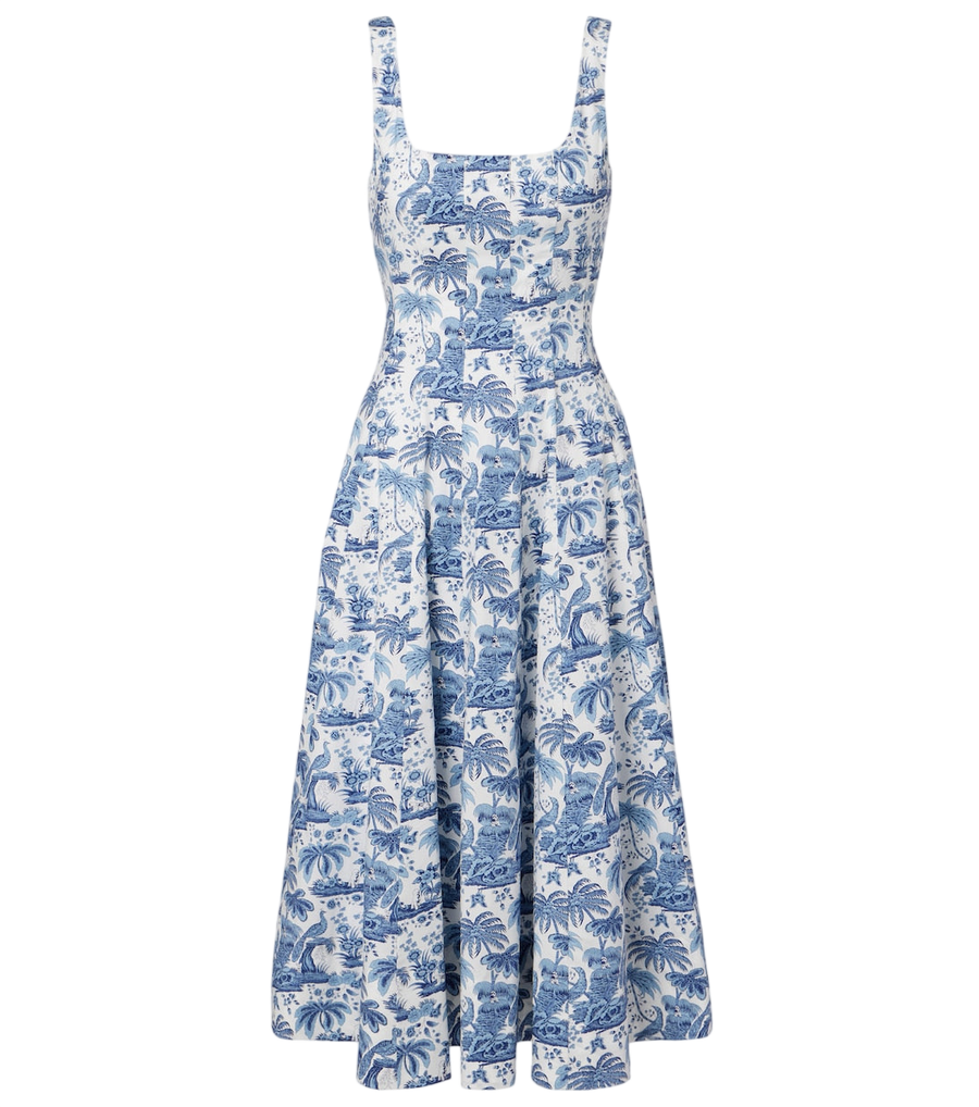 Staud Wells floral cotton poplin midi dress