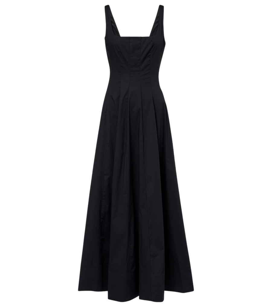 Staud Wells pleated cotton midi dress