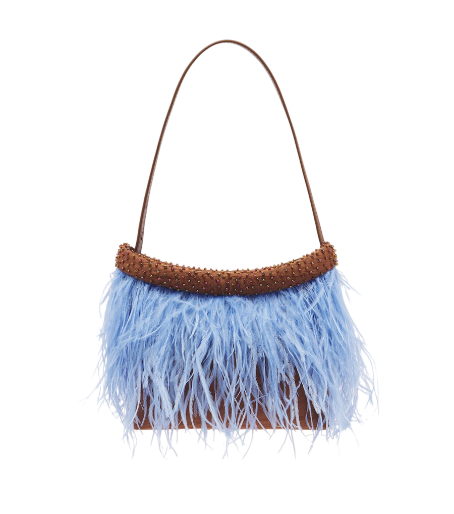 Staud Winslow feather-trimmed shoulder bag