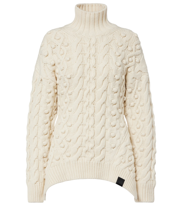 Stella McCartney Cable-knit draped wool turtleneck sweater