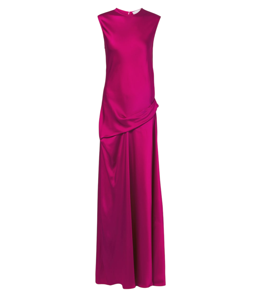 Vestido largo de satén drapeado de Stella McCartney