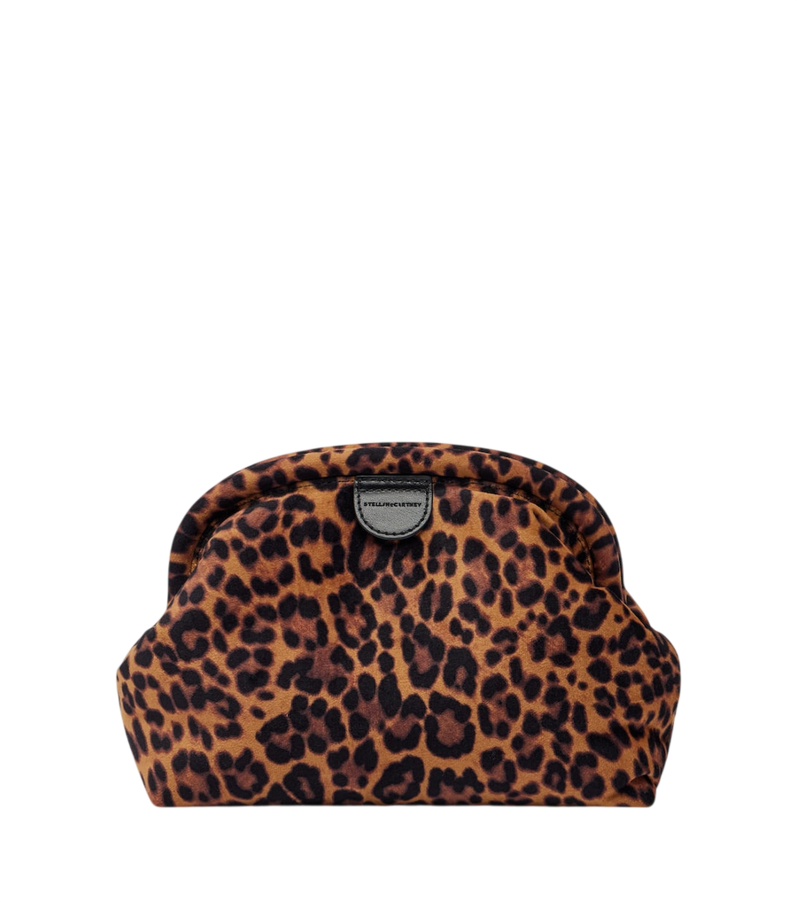 Bolso de mano pequeño Stella McCartney Falabella de terciopelo con estampado de leopardo