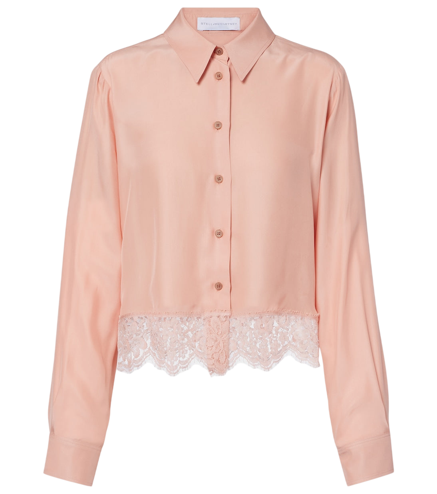 Chemise en soie à garniture en dentelle florale Stella McCartney