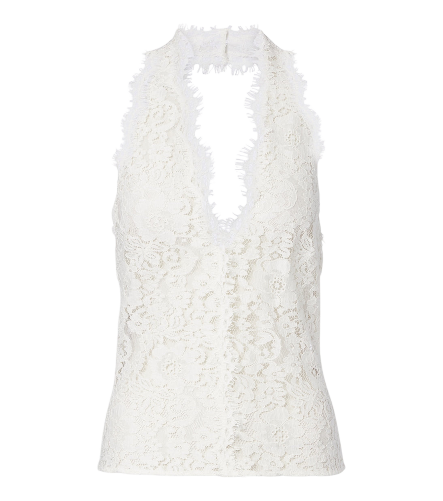 Stella McCartney Halterneck cotton-blend lace top