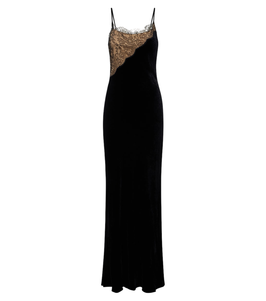 Vestido de terciopelo con ribete de encaje Stella McCartney