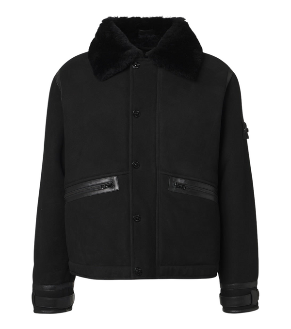 Stone Island Ghost shearling-trimmed suede jacket