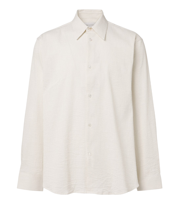 Studio Nicholson View striped cotton and linen shirt