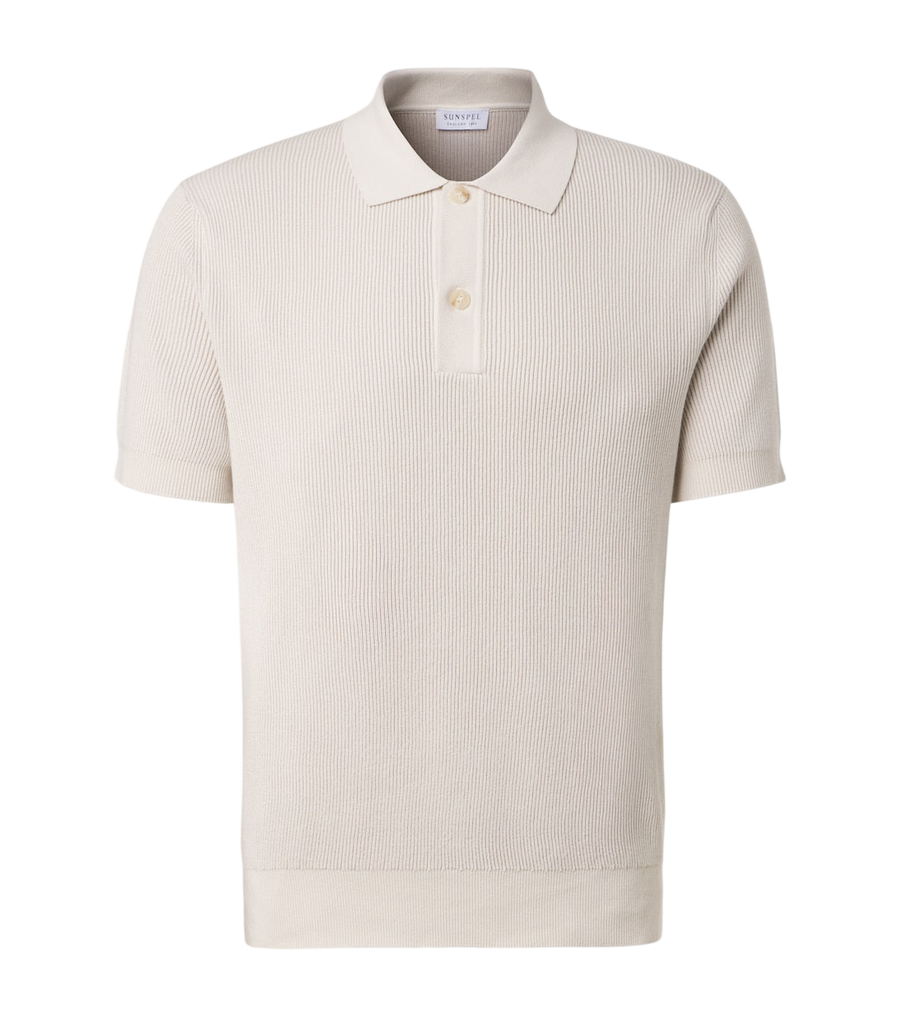 Sunspel Ribbed-knit cotton polo shirt