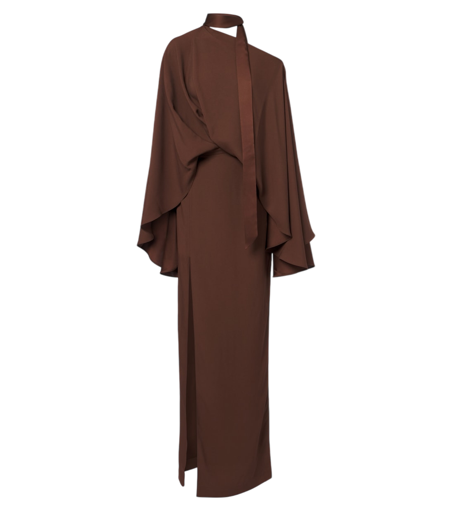 Robe longue à cape avec détail foulard Brooks de Taller Marmo