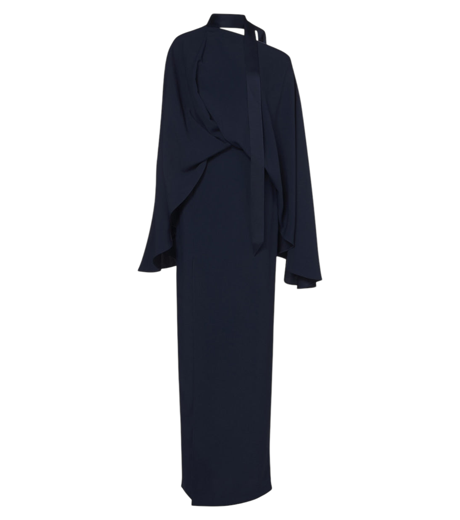 Robe longue en crêpe cady avec détail foulard Taller Marmo Brooks