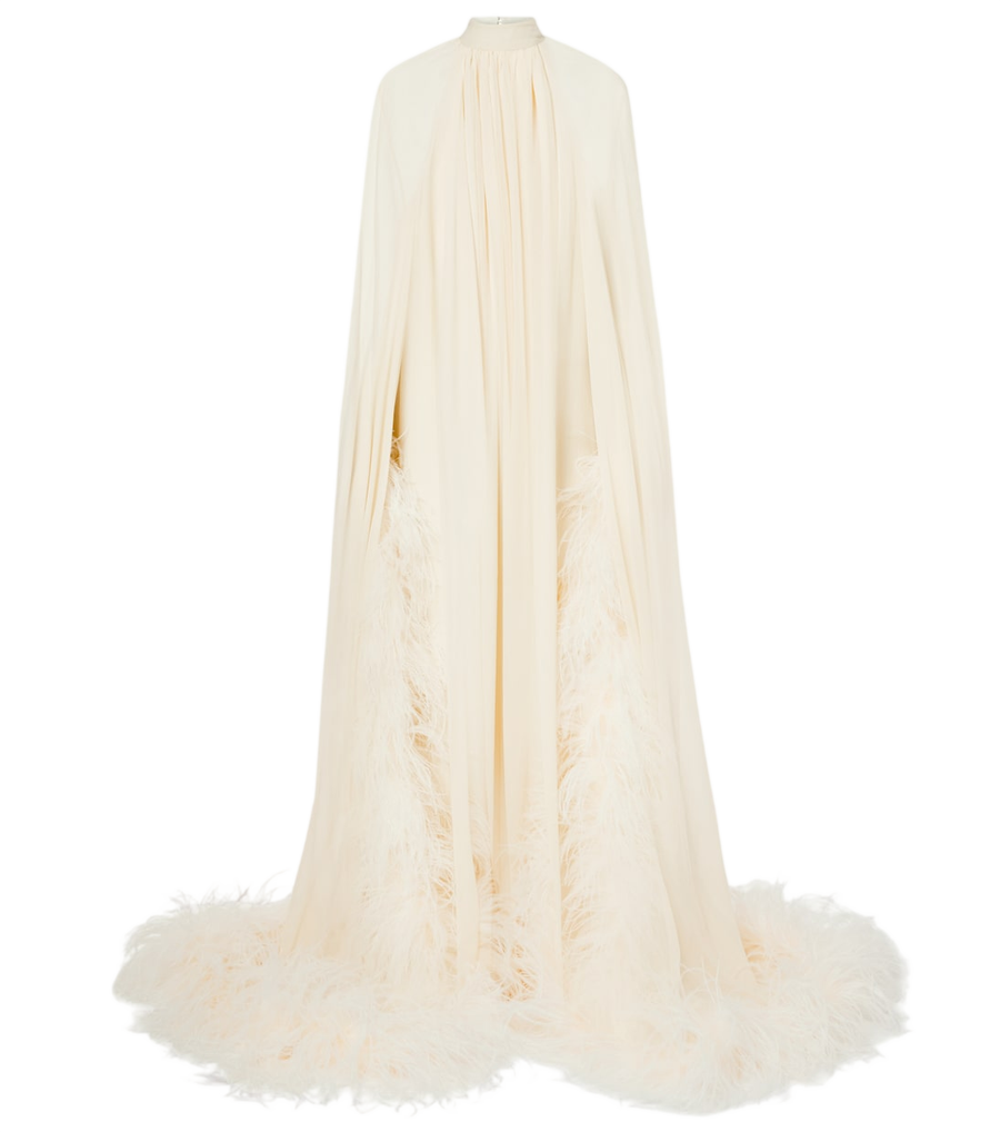 Taller Marmo Feather-trimmed silk gown
