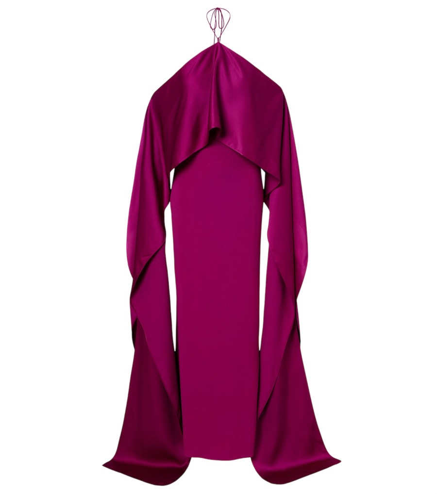 Vestido largo de crepé cady drapeado Nan de Taller Marmo
