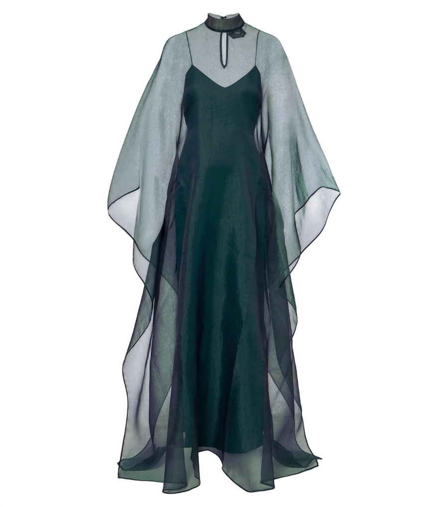 Caftán Taller Marmo Sphinx de organza transparente drapeada