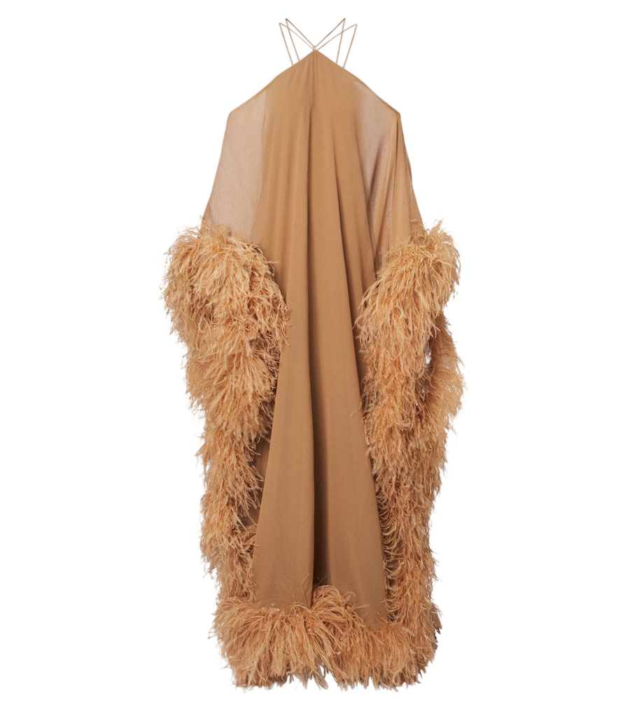 Kaftan Taller Marmo Sza Sza Spirito à garniture de plumes
