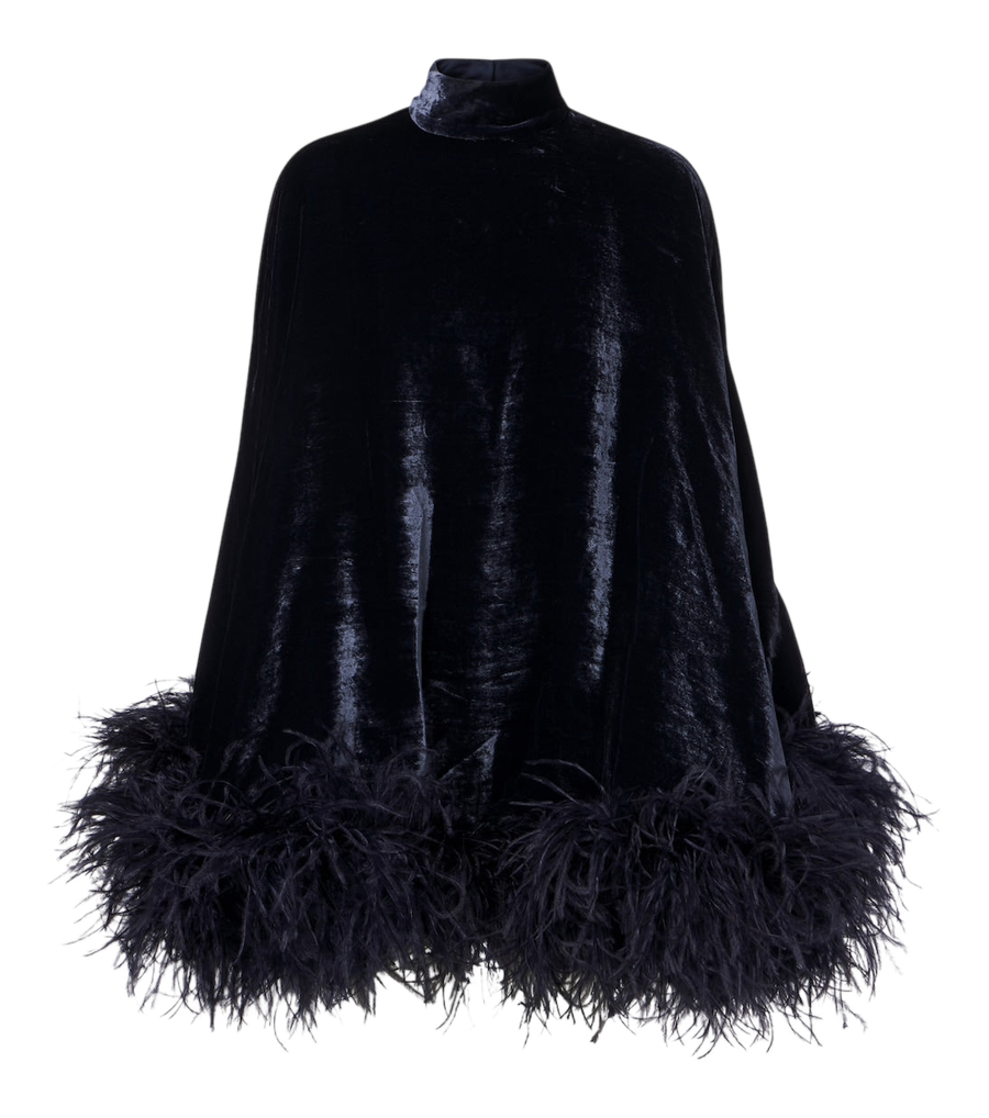 Mini-robe en velours garnie de plumes Vegas de Taller Marmo