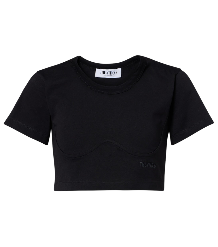 The Attico T-shirt cropped de malha de algodão