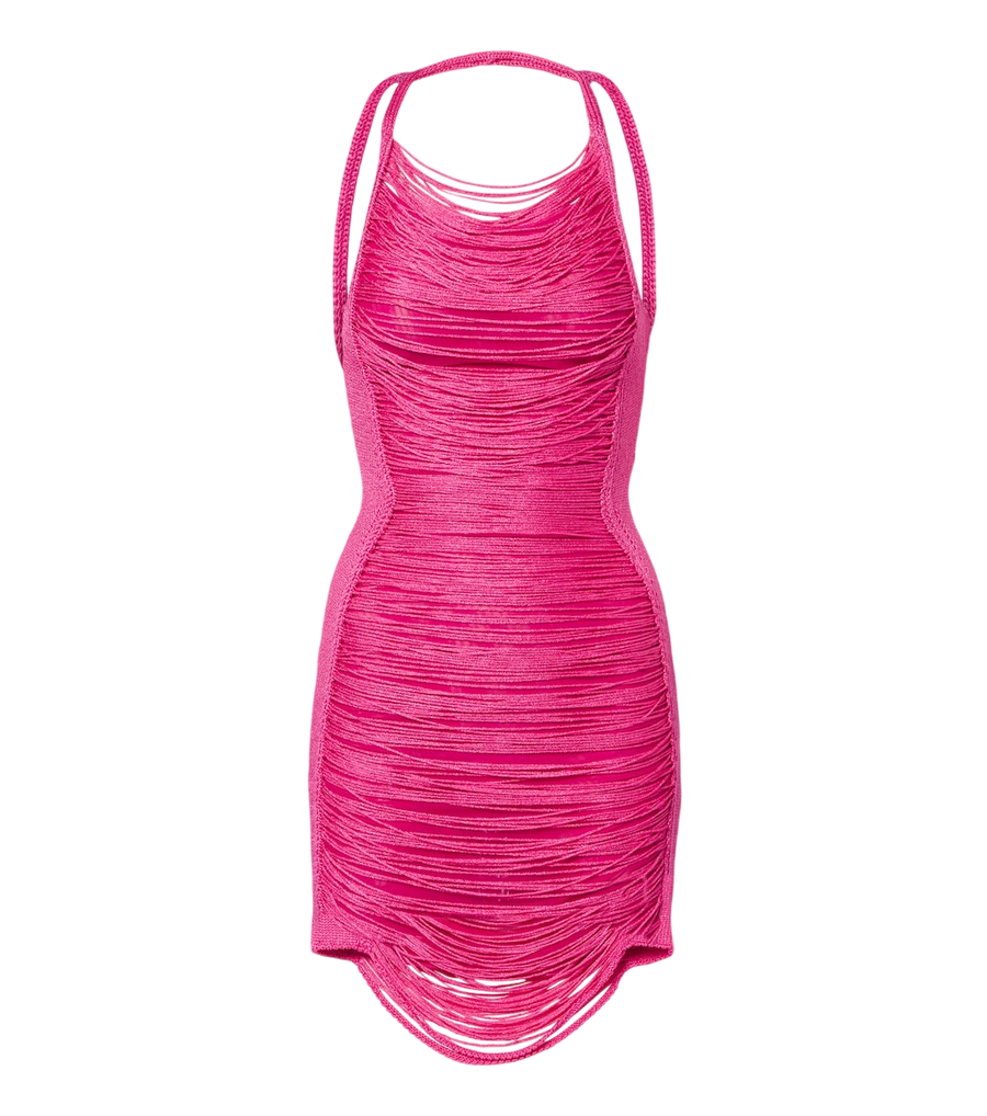 Minivestido con cuello halter y flecos de The Attico