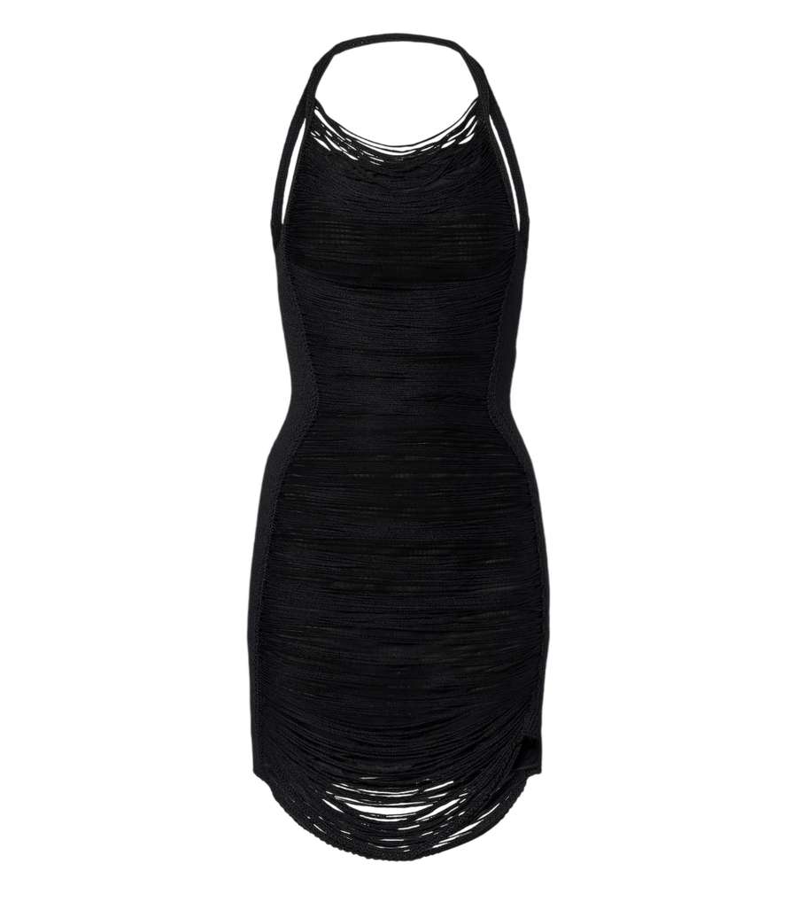 Minivestido con cuello halter y flecos de The Attico