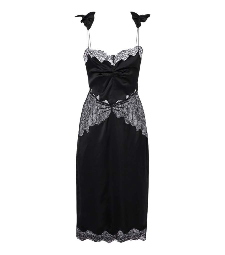 Robe midi en satin à bordure en dentelle The Attico