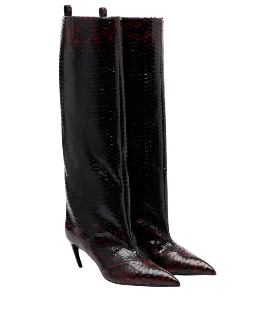 The Attico Lea snake-effect leather knee-high boots