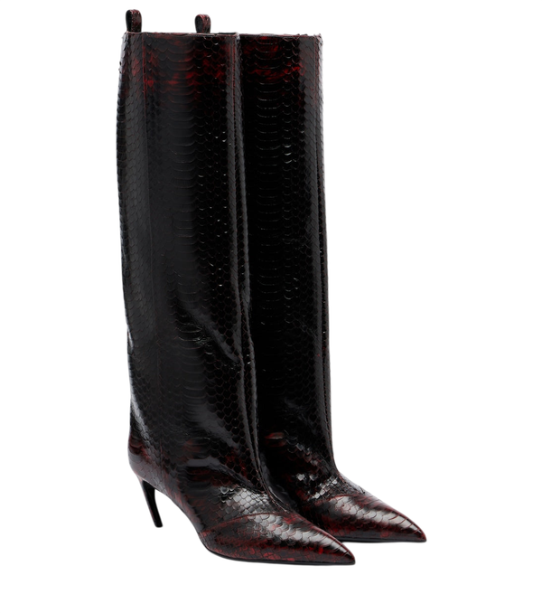 The Attico Lea snake-effect leather knee-high boots