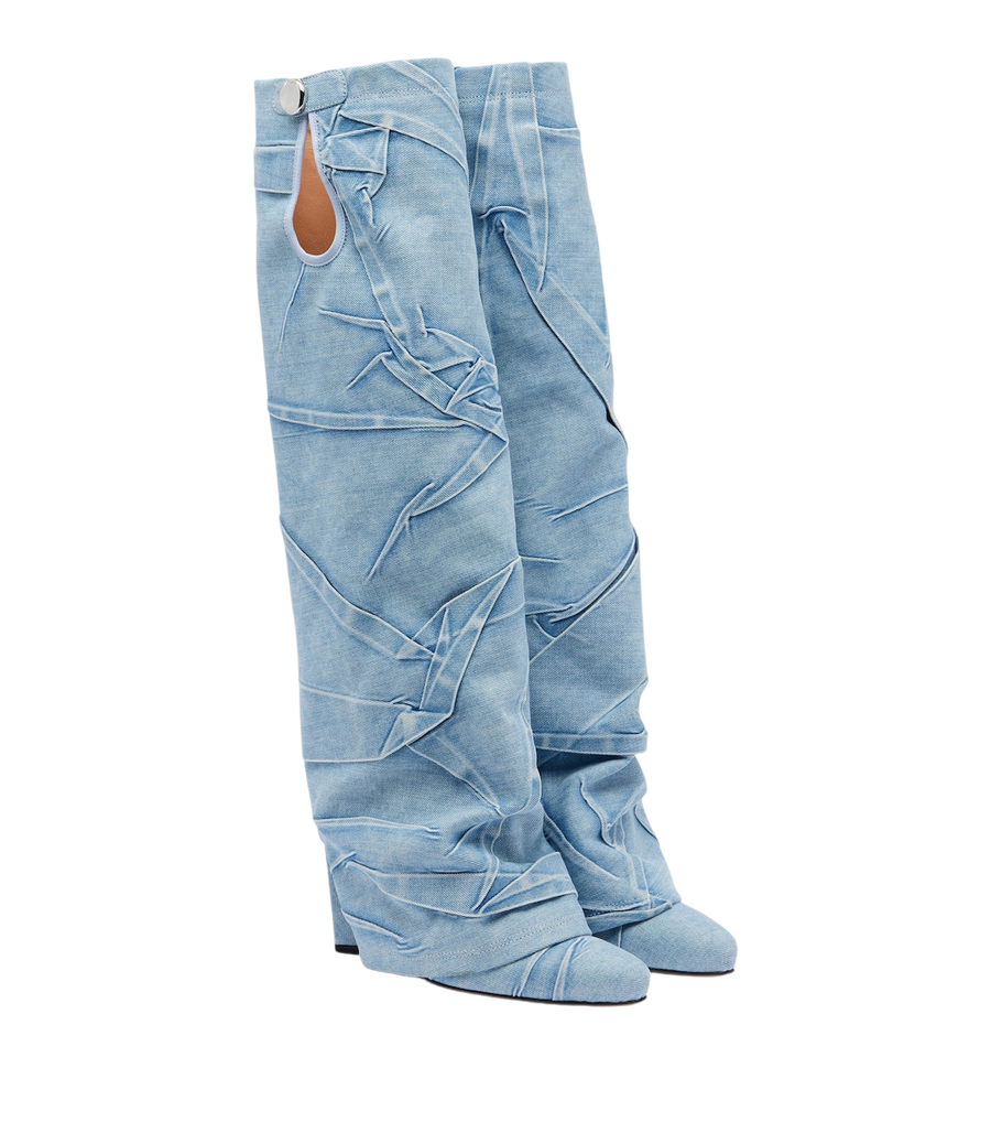 The Attico Leon denim knee-high boots