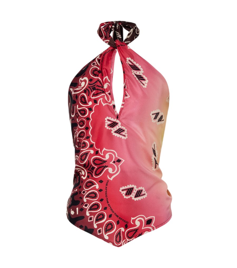 Top de seda con cuello halter y estampado de The Attico