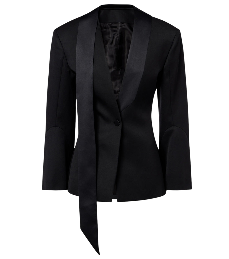 The Attico Satin-trimmed virgin wool blazer