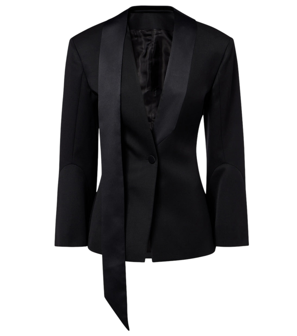 The Attico Satin-trimmed virgin wool blazer
