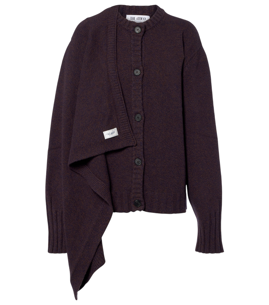 The Attico Scarf-detail wool and cashmere cardigan