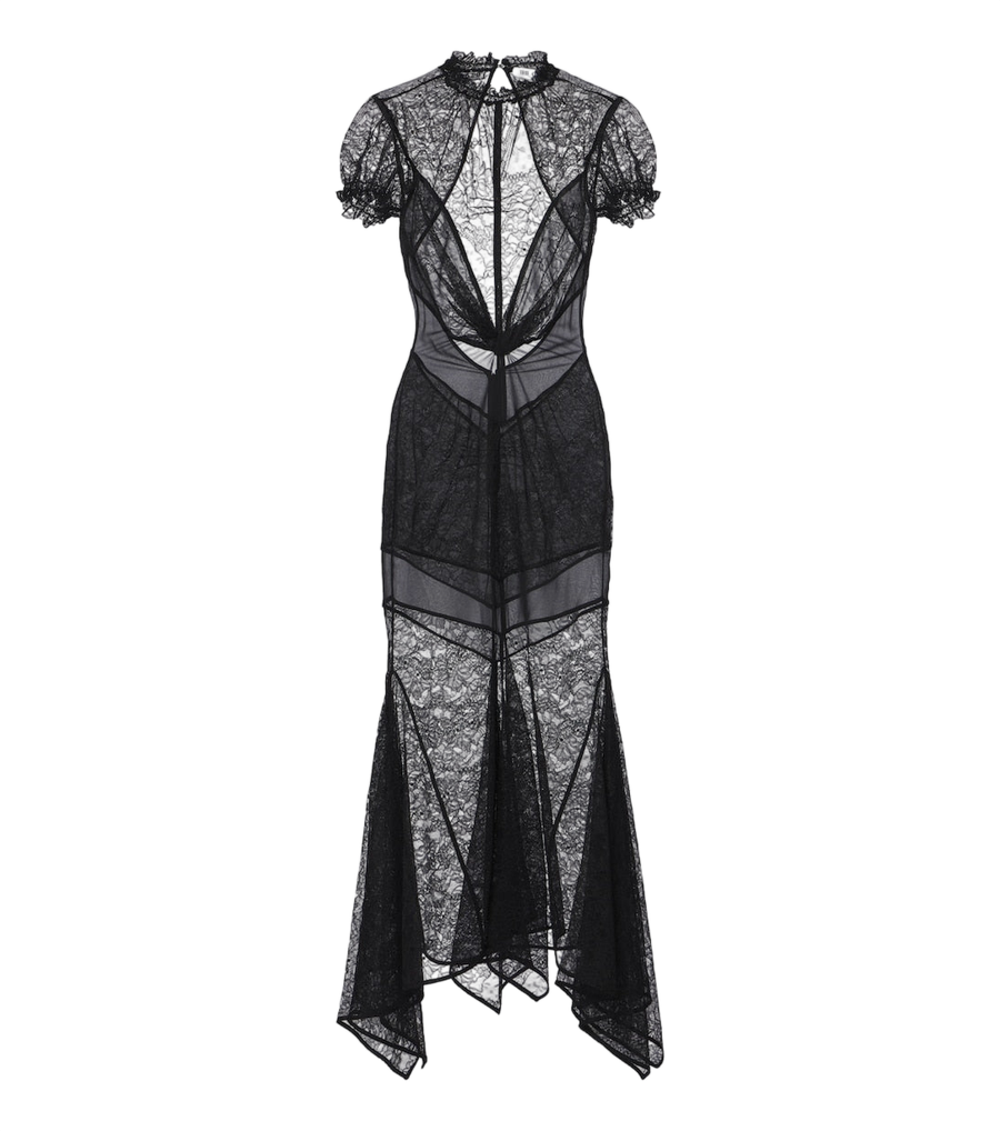 Robe midi asymétrique en dentelle semi-transparente The Attico