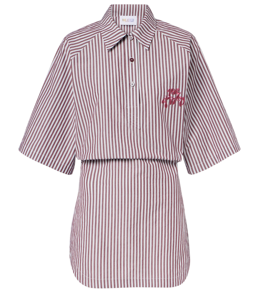 Robe polo en coton rayé The Attico