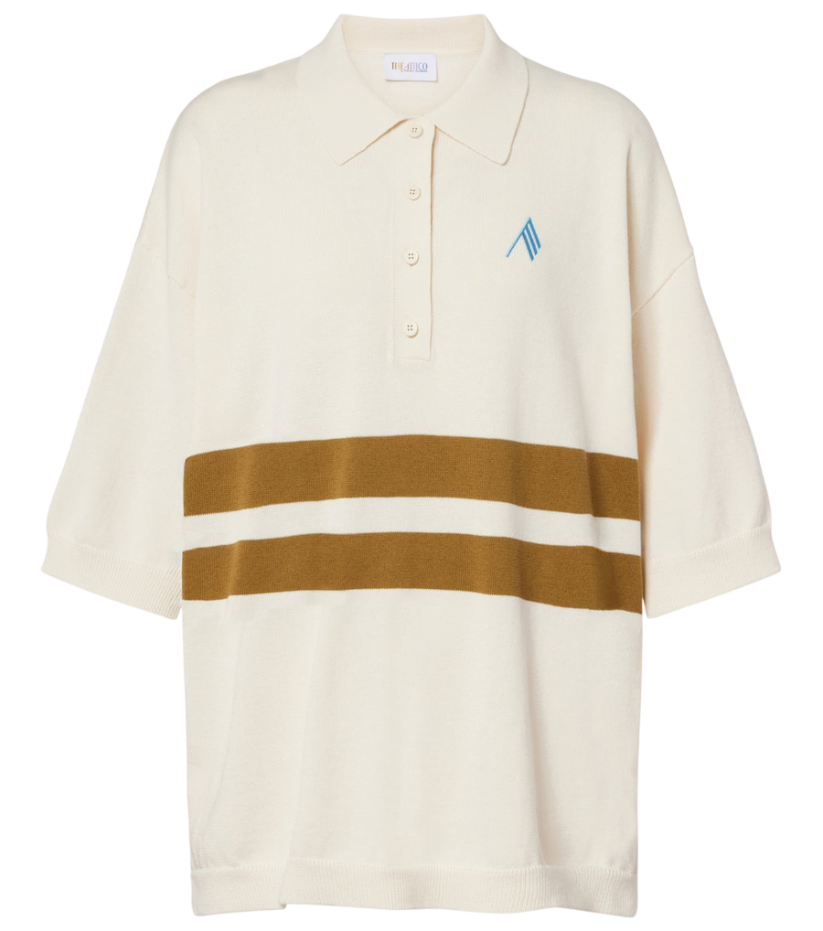 The Attico Camisa polo listrada de algodão tamanho grande