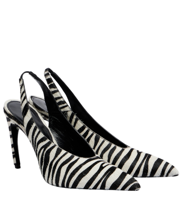 The Attico Viper zebra-print calf hair pumps
