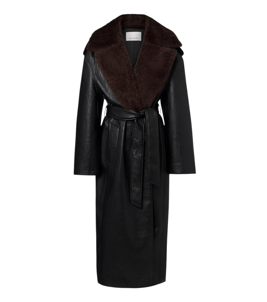 The Frankie Shop Edra shearling-trimmed wrap coat