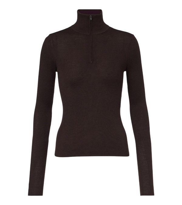 The Frankie Shop Sade ribbed-knit wool and silk half-zip sweater