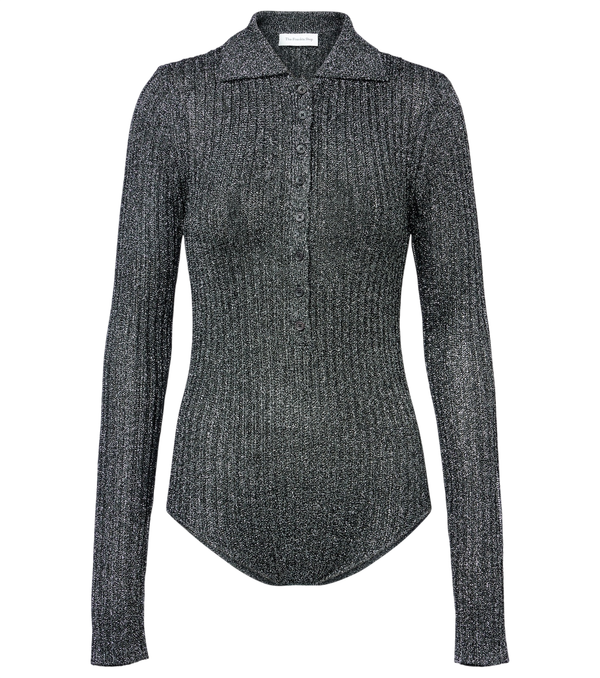 The Frankie Shop Solana knitted lamé bodysuit
