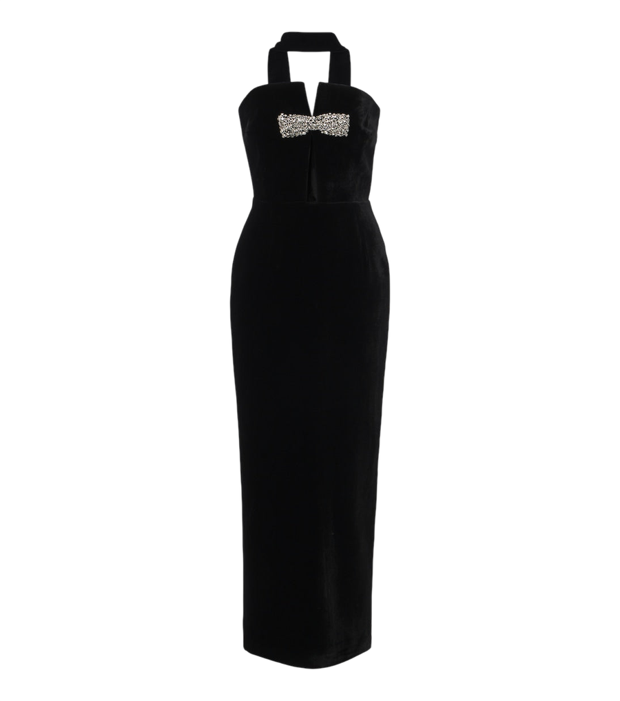 Vestido de terciopelo con detalle de bufanda y adornos Holly de The New Arrivals Ilkyaz Ozel