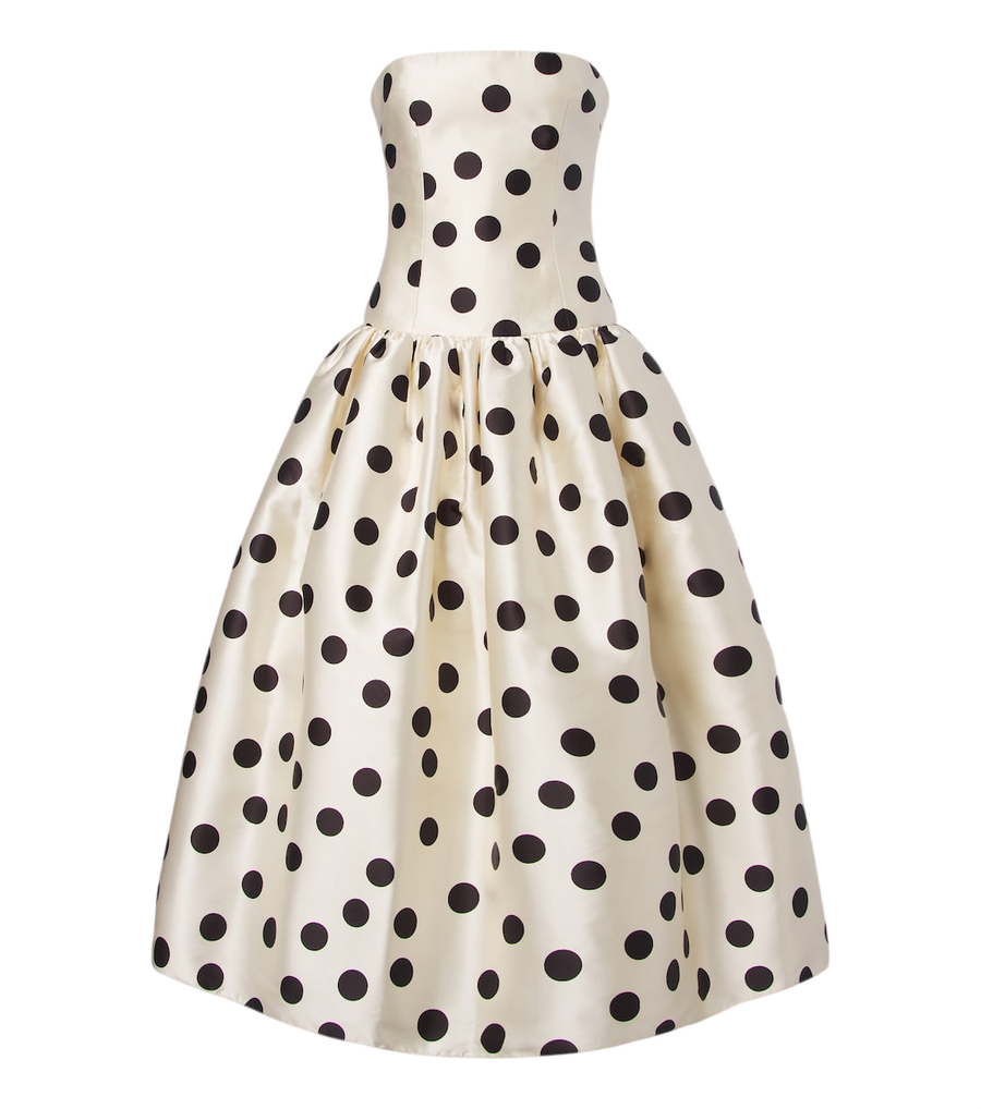 The New Arrivals Ilkyaz Ozel Abito lungo bustier in raso a pois Leyla