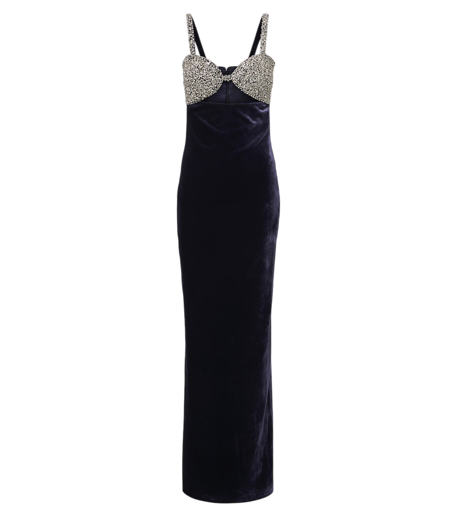 Robe longue Lux en velours à découpes et ornée de cristaux The New Arrivals Ilkyaz Ozel