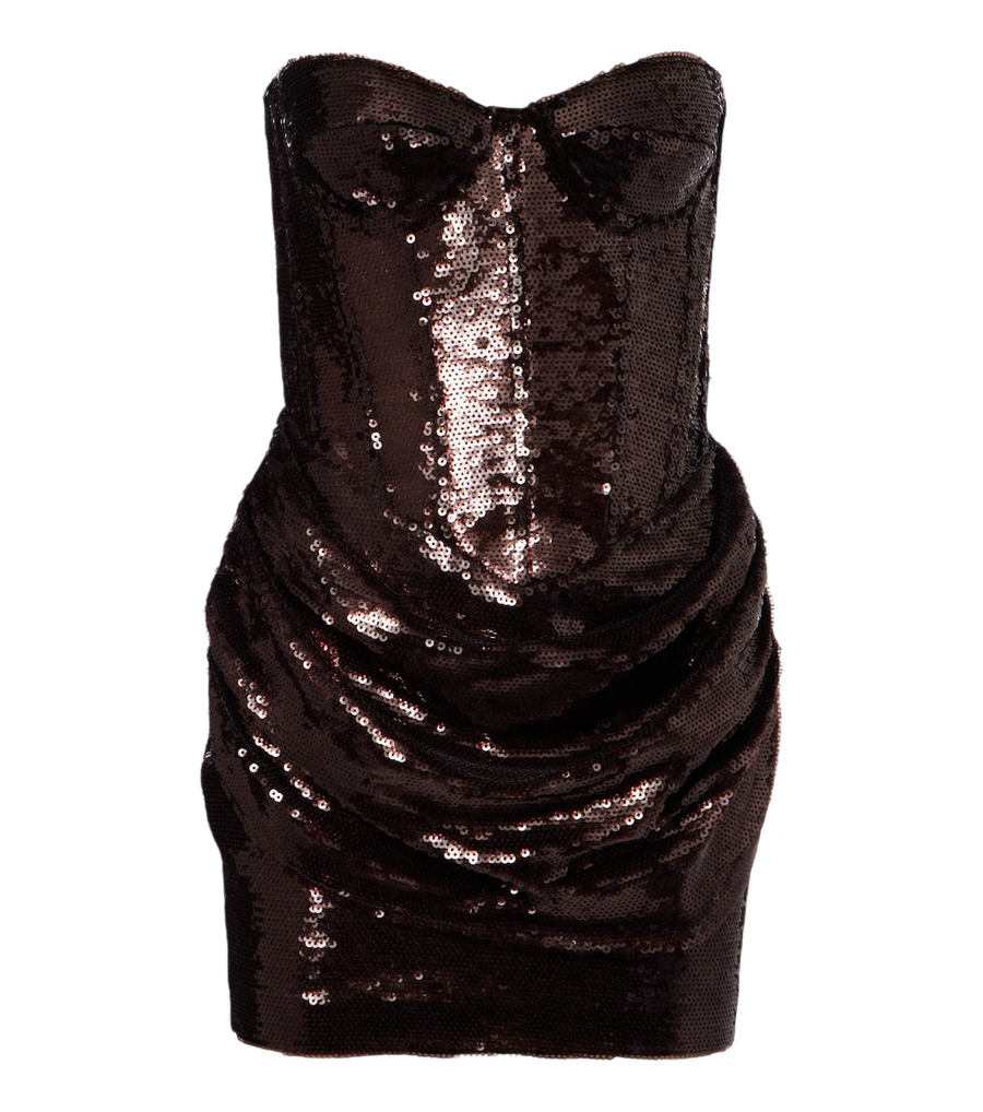 The New Arrivals Ilkyaz Ozel Abito drappeggiato con corsetto e paillettes