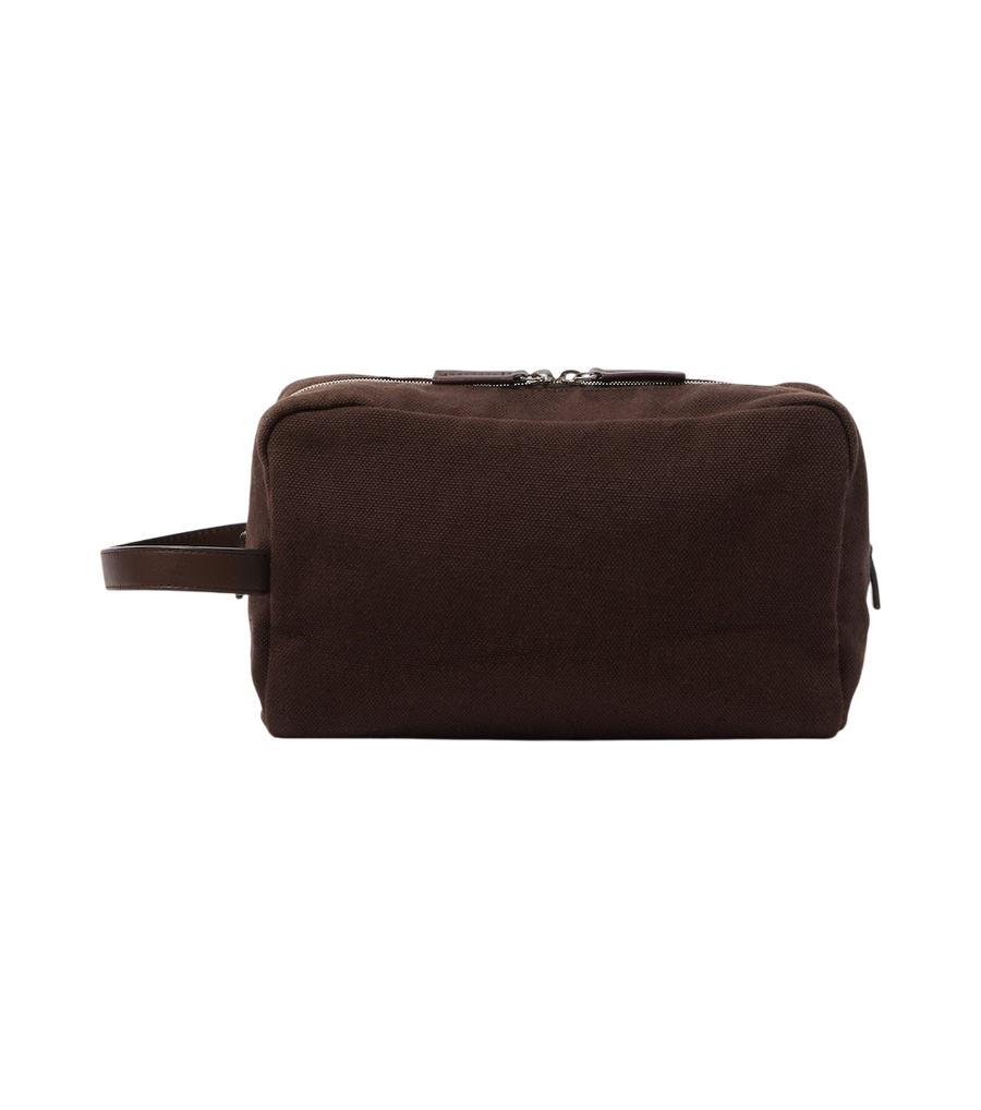 The Row Astra leather-trimmed canvas pouch